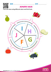 Alphabet Fruits Maze F to J